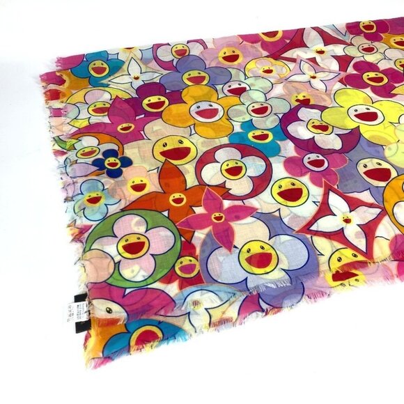 LOUIS VUITTON M72515 Murakami Takashi Cosmic Blossom Pareo Large shawl scarf - Picture 14 of 16